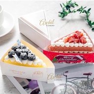 🍰Ready Stock🍰Slice Cake Box with Cover 5pcs/6~8inch Cake/Semicircle Slice Cake Box/Bekas Kek Potong/Swiss Roll Cake Box