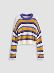 Cider Short Plush Striped Sweater