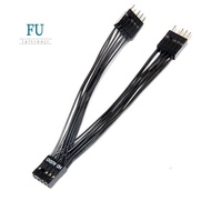 Motherboard Audio HD Extension Cable 9Pin 1 Female to 2 Male Y Splitter Cable Black for PC DIY 10cm