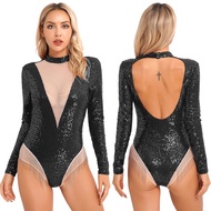 Women‘s Tassel Figure Ice Skating Dress Deep V Shiny Rhinestone Sheer Mesh Tutu Ballet Gymnastics Le