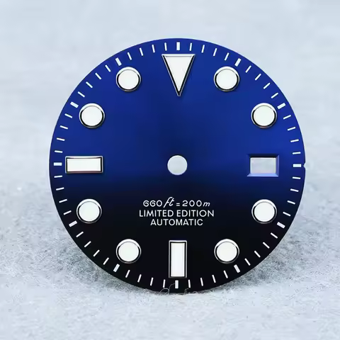 SEAGIS 27.5mm 3135 Movement Dial Sub Style Sunburst Dial YM Index Blue/Green Lume Watch Face No Logo