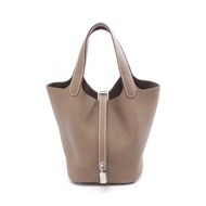 【二手】愛馬仕 HERMES Picotin Lock PM 手提包，灰褐色皮革，女士款，全新未使用