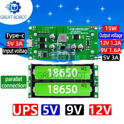BS Type-C 15W 3A 18650 Lithium Battery Charger Module DC-DC Step Up Booster Fast Charge UPS Power Su
