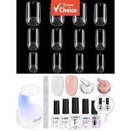 Aillsa Nail Tips & Glue Gel Kit, with Top Coat, Nail Dehydrator, 240pcs Square Nail Tips, Nail Glue,
