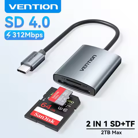 Vention SD 4.0 Card Reader 312Mbps USB 3.0 Type C to SD Micro TF OTG Memory Card Adapter for iPhone 