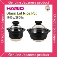 HARIO Glass Lid Rice Cooker (1-2 Cups/2-3 Cups): Ceramic with Built-in Whistle, New & Authentic