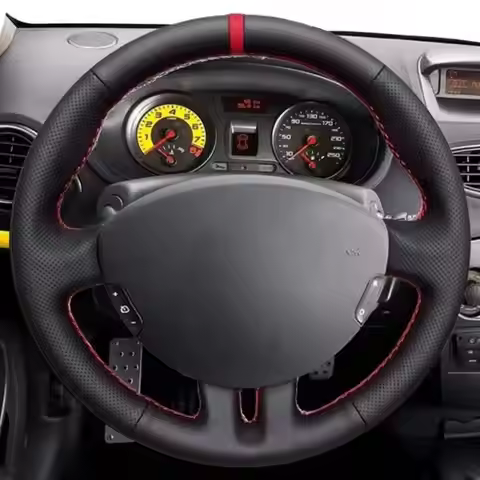 For Renault Clio 3 2008 2009 Clio Dynamics 2008 Clio Mk 3 Artificial Leather Braid Hand-Stitched Bla