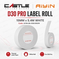AiYin D30 Pro Thermal Label Roll 15mm x 5.4M White Sticker Paper