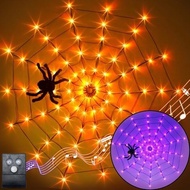 Vanthylit Halloween Decorations, Spider Web Lights Motion-Activated Sensor, 4FT 84LED Light Up Spide