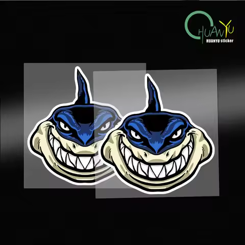 Waterproof sun protection smiling shark cartoon car sticker car window, motorcycle bumper