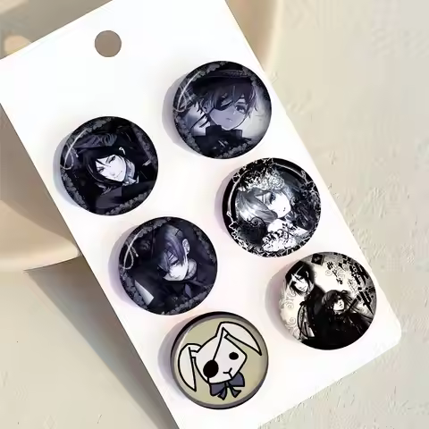 Anime Black Butler horror Cartoon Brooches Anime Badge Round Handmade Brooch Lapel Pins Jewelry For 