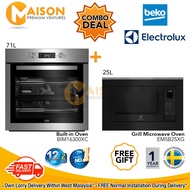 [Combo] Beko Built-in Oven 71Litres BIM16300XC + Electrolux Built-in Microwave with Grill 25L EMSB25