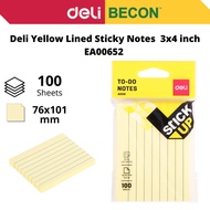 Deli Yellow Lined Sticky Notes To-Do Notes 3x4 inch EA00652 100 sheets