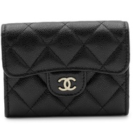 Chanel Black Quilted Caviar Classic Flap Card Holder Gold Hardware, 2023