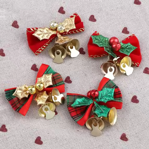Christmas Tree Bow Christmas Ornament Bell 4 Type Mixed Home Garden Bow Exquisite Bow Bell Gift Chri