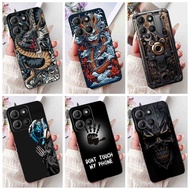 Motorola Moto G15 E15 Cool Dragon Metal Style Pattern Phone Casing MotoG15 MotoE15 4G Black Silicone