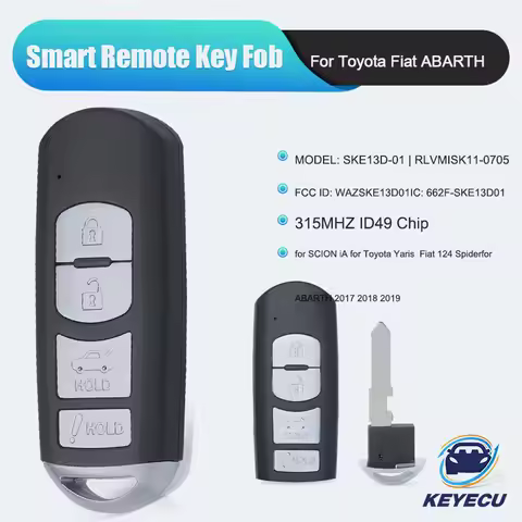 KEYECU WAZSKE13D01 Smart Keyless Remote Key Fob for SCION iA 2016 for Toyota Yaris for Fiat 124 Spid