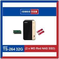 4TB ~ 8TB SSD Storage QNAP TS-264 32GB 2-Bay NAS Enclosure Bundles x2 HP EX950-2TBG SSD / Samsung QV