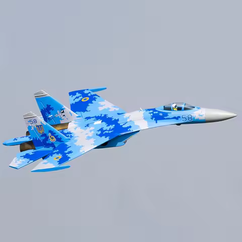 6 CH FlyFans Ukrainian Digital SU-27 Twin 64mm RC EDF Jet KIT+Servo Version Without ESC And Motor (A