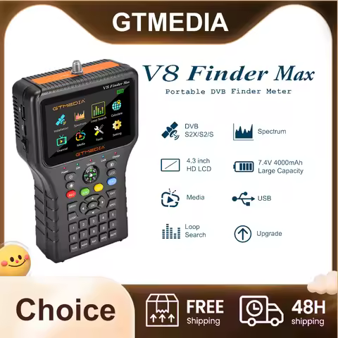 GTMEDIA V8 Finder Max DVB-S/S2/S2X Satellite Finder Support H.264/H.265(8 Bit) 7.4V/4000mAh Finder W