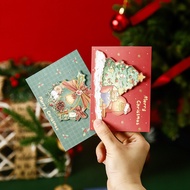3D Merry Christmas Fold Small Greeting Cards Xmas Greeting Card DIY New Year Postcard Gift Card Xmas Party Decorate