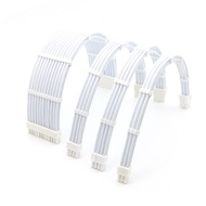 180 Degree Full White Sleeved ATX 24Pin, CPU 8Pin, GPU 8Pin/ 6Pin Power Extension Cable kit.