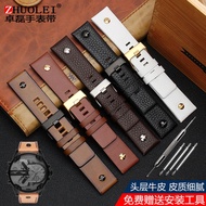 Suitable for Dissay Genuine Leather Watch Strap Men's Large Dial Retro Rivet Strap DZ7257 4323 7348 