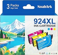 NoahArk 3 Packs 924XL Remanufactured Ink Cartridge Replacement for Epson 924 T924XL High Yeild for W