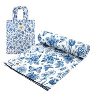 防潑水戶外露營野餐墊(附贈同款收納袋) 藍色復古印花 台灣製