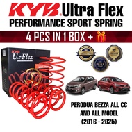 KYB U-FLEX PERODUA BEZZA 1.0 & 1.3 KYB ULTRA FLEX SPORT SPRING (SPRING RENDAH) 4 PCS DALAM 1 KOTAK