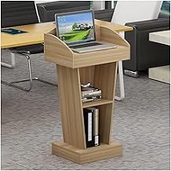 Stylish and Modern Modern Lecterns Particle Board Podium Stand With 2 Tier Storage Thickened Teacher Podiums Laptop Desk Standing Lectern (Size : Natural)
