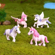 4pcs/set Colorful PVC Pegasus Unicorn Models Cartoon Anime Figure Succulents Assembly Ornaments Cake Decoration Figma Gift Dolls