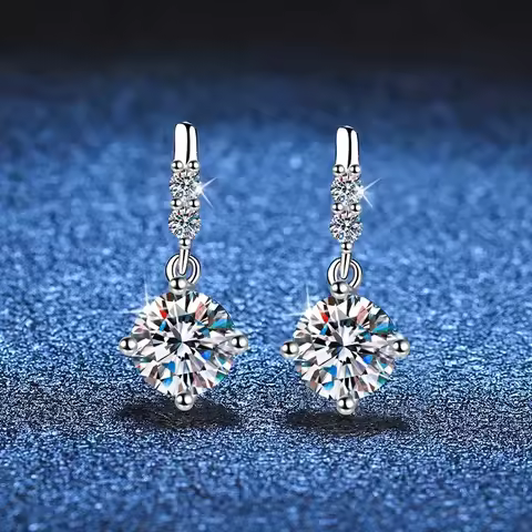 Solid 14K White Gold AU585 Platinum PT950 Earrings earrings earrings female moissanite earrings tass