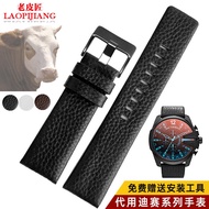 Diesel DIESEL Genuine Leather Watch Band Men's Dz4323/1657/4318 Litchi Pattern Strap 24mm 26mm