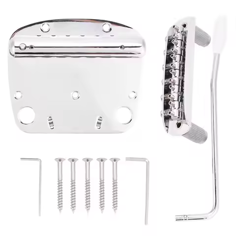 Tailpiece Bridge Set Guitar Tailpiece Bridge Set Tremolo Vibrato Tailpiece Bridge Set for Mustang Gu
