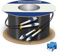 330ft/100m LC to LC Armored Outdoor Fiber Optic Cable, Single Mode Duplex Fiber Patch Cable, 9/125um