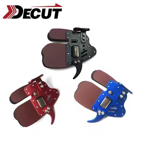 Decut HOCKII Finger Tab Guard Aluminum+ Leather Archery Finger Protector Right Hand/Left Hand Huntin