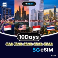 🇸🇬🇲🇾🇮🇩🇹🇭 5G eSIM【新马印泰】 10Days High Speed Singapore Malaysia Indonesia Thailand Travel e-SIM Card Dat