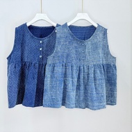 Sleeveless Shirt Ruffled 1 Cotton With Built-In Pattern Mohom Color Make A Stone Wash Very Soft Fabr