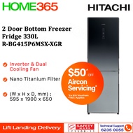 Hitachi 2 Door Bottom Freezer Fridge 330L R-BG415P6MSX