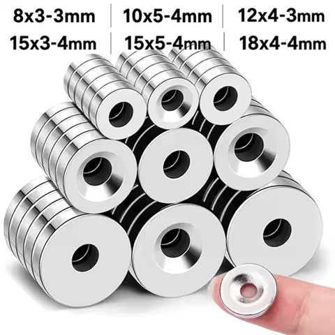 Countersunk Hole Ring Magnet N52 Super Strong Neodymium Disc Magnets with Hole Round Magnetic for Ki