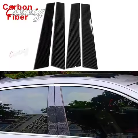 Glossy Chrome PC Material Pillar Post Cover Carbon Fiber Car Door Pillar Trim Sticker For Volkswagen