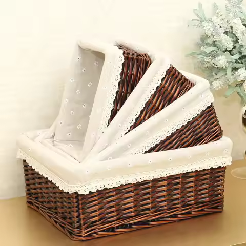 4 Sizes Handmade Rattan Storage Baskets Household Items Snacks Fruit Debris Laundry Finishing Willow