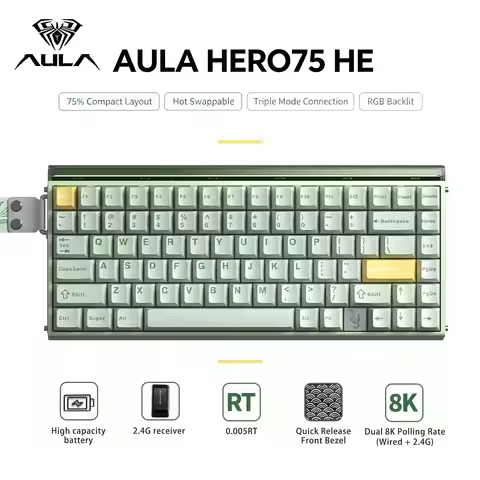 AULA HERO75 HE Magnetic Switch Mechanical Keyboard 75% Layout Rapid Trigger RT 8KHz Polling Hot Swap