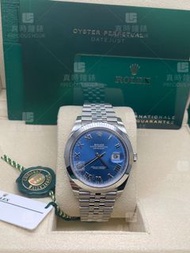126300全新DATEJUST系列41mm男女機械腕錶藍色羅馬灰鋼帶