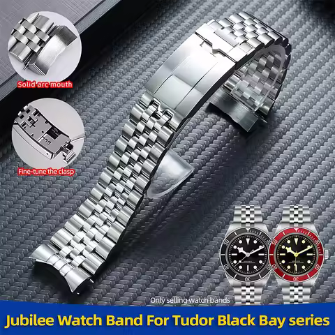 20/21/22mm Curved End 5-Link Jubilee Stainless Steel Watch Band For Tudor Black Bay 1958 BB58 M7941A