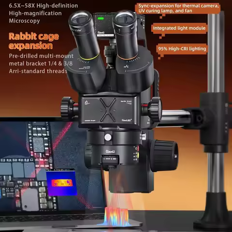 Qianli 6558 Gorilla Trinocular Microscope 6.5X-58X Zoom Industrial Electron Microscope For Mobile Ph