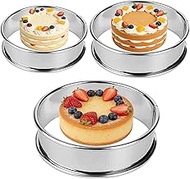 3 PCS Cookie Cutter Set, Stainless Steel Double Rolled Round English Muffin Baking Rings, 2.4"/3.15"