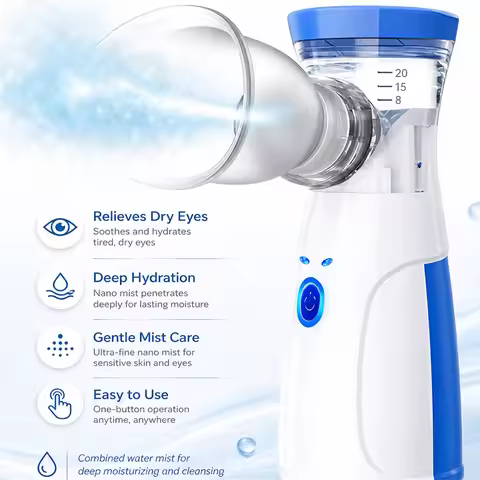 Portable Eye Steam Sprayer Nano Dry Eye Humidifier Eyes Care 3 Temperature Eye Drops Tool Rechargeab
