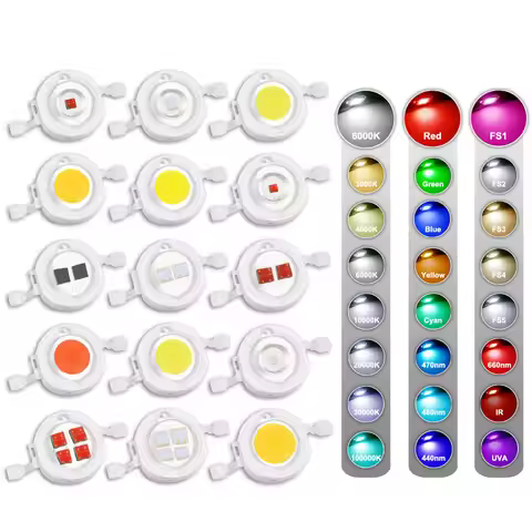 High Quality LED COB Chip 1W 3W 5W Warm Natural Cool White Red Green Blue Full Spectrum 440nm 660nm 